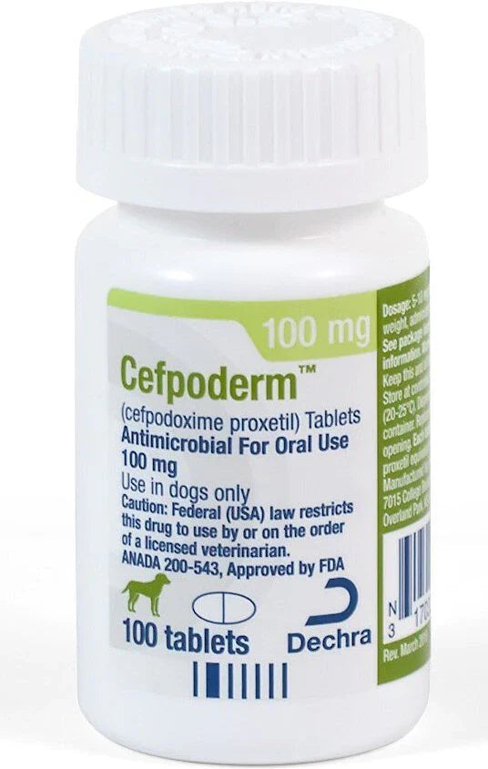 Cefpoderm (cefpodoxime proxetil) Tablets for Dogs, 100mg