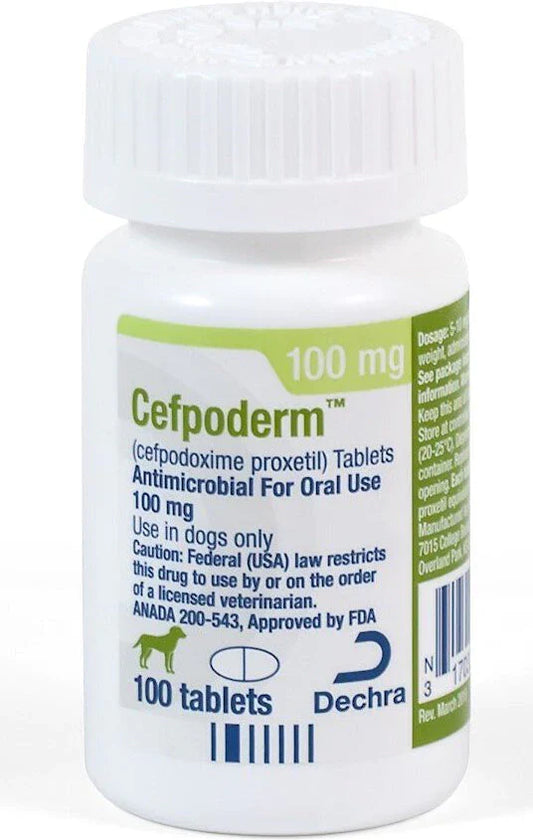 Cefpoderm (cefpodoxime proxetil) Tablets for Dogs, 100mg